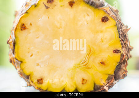 Scheibe eine ganze Ananas frisch gehackt und Reifen Stockfoto