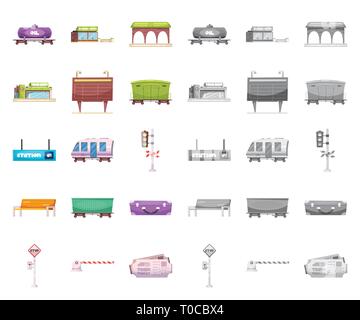 Diesel, Tank, ticket-Büro, Plattform, Architektur, Ankunft, Schlitten, Board, elektrisch, Semaphore, Sitzbank, Tasche, Stop, Barriere, Pass, Lokomotive, Zisterne, Buchung, Gebäude, Bau, Info, Coach, Verkehr, Stuhl, Koffer, Parkplatz, Gutschein, Bahn, Bahnhof, Bahn, Ticket, Eisenbahn, Bahn, Reisen, Reise, Logistik, Transport, Set, collection, Vector, Symbol, Web, Logo, Illustration, Design, isoliert, Symbol, Zeichen, Cartoon, Mono, Farbe Vektor Vektoren, Stock Vektor