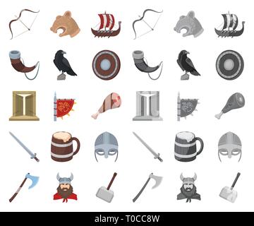 Ale, antike, Tiere, Kunst, Attribute, ax, Schlacht, Bug, Cartoon, Mono, Sammlung, der Eroberer, Krähe, Custom, Design, Glaube, Flagge, Tore, Gott, Schinken, Hammer, Kopf, Helm, Geschichte, Horn, Icon, Illustration, isoliert, Ritter, Logo, Skandinavier, Northern, Alte, Menschen, Set, Schild, Schiff, Schild, Schwert, Symbol, Valhalla, Vector, viking, Krieger-, Web-, Vektor, Vektoren, Stock Vektor