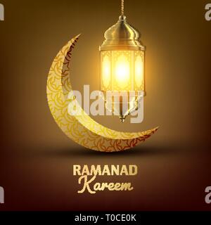 Ramadan Kareem Grußkarte Vektor. Islam. Lampe. Laterne Design. Mubarak Nacht. Ramazan Gruß Design. Islamische Saison Einladung Banner Stock Vektor