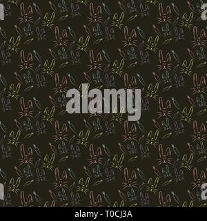 Kaninchen Gesicht und Karotte Muster Hintergrund, Vector EPS 10. Stock Vektor