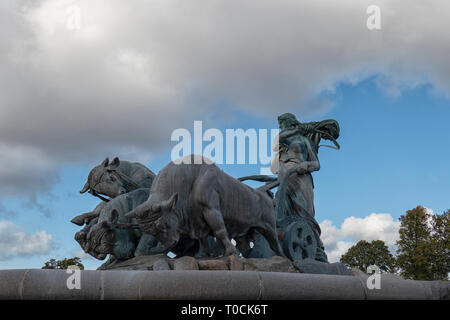 Gefion Fountain entworfen von Anders Bundgaard (1864-1937) im Jahr 1908 abgeschlossen. Kopenhagen, Dänemark Es stellt eine Gruppe von Bullen von den nordischen Gott angetrieben Stockfoto