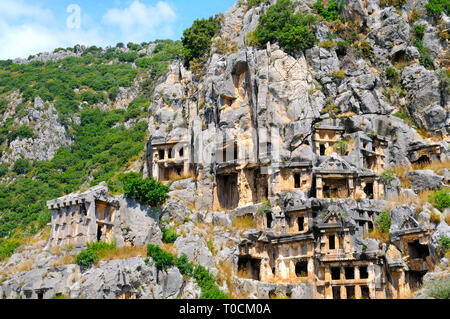 lykischen Gräbern in Demre (Myra), Türkei Stockfoto