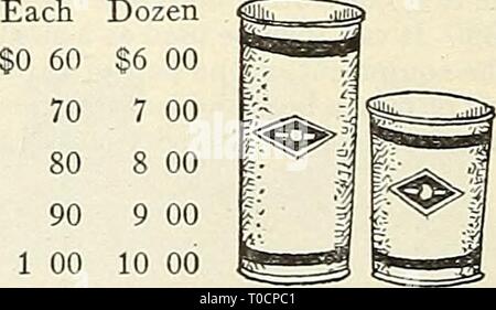 Dreer's Garten Buch 1927 (1927) Dreer's Garten Buch 1927 dreersgardenbook 1927 henr Jahr: 1927 Blumentopf und wasserfestem Papier Topf Runde Lampe oder Lily Pan Standard Steingut Blumenkübel voll in die Messung. Keine Gebühr für pacldng. Sechs Dutzend Preise; 50 von 100 Preise; 500 auf 1000. Blumentöpfe und die Glühbirne Pfannen können nicht per Mail geschickt werden, aber nur durch ausdrückliche oder Fracht, auf Kosten des Kunden. Größen Ij in.. Eacli.. SO 02 2 2 2 3 3 4 DTZ. SO 18 18 18 18 24 29 36 100 SI 02 1 02 1 16 1 35 1 76 2 16 2 70 1000 $ 9 56 9 56 10 84 12 75 16 58 20 40 25 50 Größen 4 in... 4 Ich in... 5 in... 5^... 6 in... 6 J Stockfoto