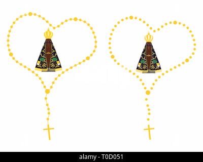 Unsere Liebe Frau von Aparecida farbige Rosenkranz Stock Vektor