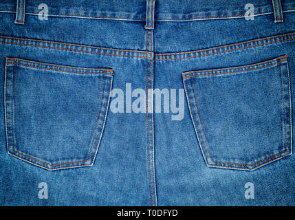 Fragment der blauen Jeans mit Gesäßtaschen, full frame Stockfoto