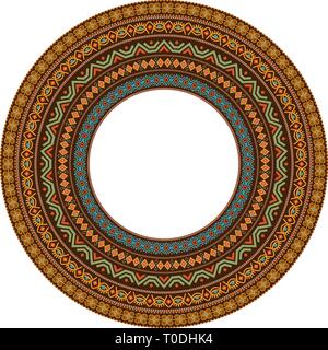 Afrikanische runde Mandala mit adinkra Symbolik. Antike Muster. Vector Illustration. Stock Vektor