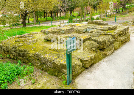 Die Überreste der Mausoleum, ein jüdisches Begräbnis Gebäude aus der Römerzeit, in Bet Shearim Nationalpark (jüdischen Nekropole), im Norden Israels Stockfoto