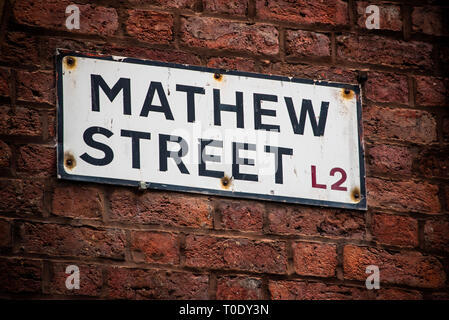 Vielleicht Liverpool die berühmteste Straße in der Cavern im Herzen der Stadt gelegen. Es ist auch die Heimat der Cavern Club, in der die Beatles p Stockfoto