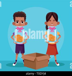 Kinder Spende und Charity Cartoon Stock Vektor