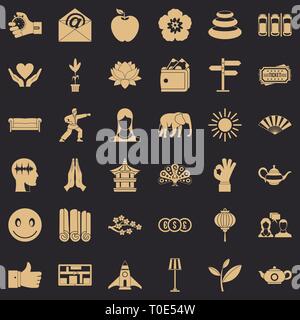 Yoga Studio Icons Set, einfachen Stil Stock Vektor
