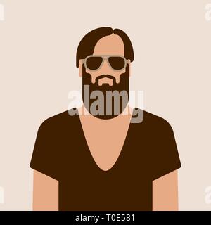 Flache hipster mann Charakter. Vector Illustration. Stock Vektor