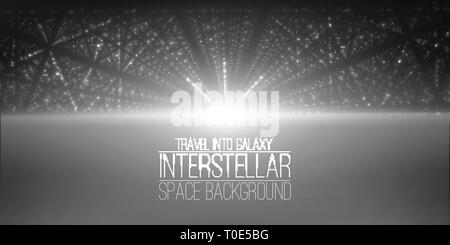 Vektor den interstellaren Raum Hintergrund. Kosmische Galaxie Abbildung. Mit Nebula, Stardust und hell leuchtenden Sterne. Für party Flyer, Artwork, Broschüren Stock Vektor
