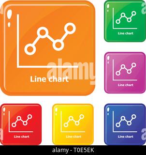 Line Chart Icons Set Vector Farbe Stock Vektor