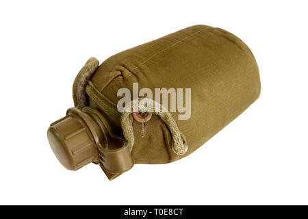 Grüne militärische Kunststoffflasche Stockfoto