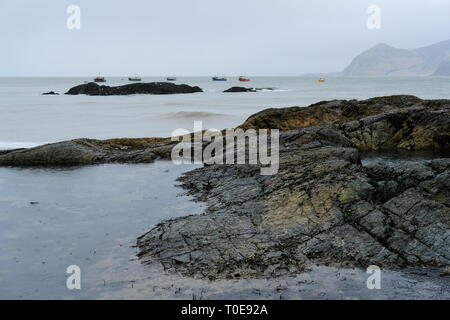 Felsenpools an der Küste der Halbinsel Llyn in der Nähe Nefyn in Nordwales Stockfoto