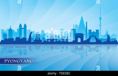 Pjöngjang Skyline der Stadt Silhouette Hintergrund, Vector Illustration Stock Vektor