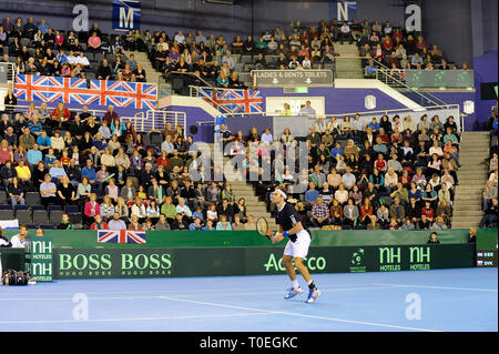 Davis Cup in Braehead. Doppelzimmer, Colin Fleming & Ross Hutchins (GBR) v Michal Merinak & Filip Polasek. (SVK) Lenny Warren/Warren Medien07860 83005 Stockfoto