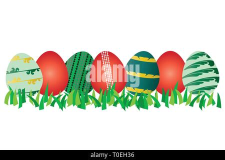 Einstellen der Ostereier Vektor auf grünem Gras Stock Vektor