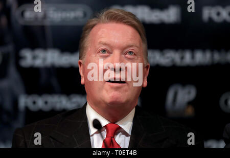 Veranstalter Frank Warren während der Pressekonferenz im Carriageworks Theater, Leeds. Stockfoto