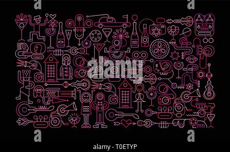 Neon Farben auf schwarzem Hintergrund Feier Party Vector Illustration. Stock Vektor