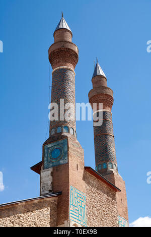 Die minarette der Gökmedrese oder Gök Medrese Sivas, Türkei Stockfoto