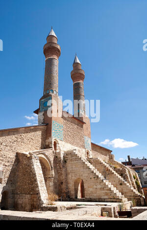 Die minarette der Gökmedrese oder Gök Medrese Sivas, Türkei Stockfoto
