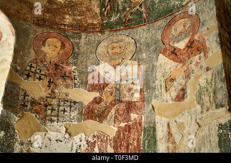 Bild des Erzengels georgisch-orthodoxen Kirche Innenraum georgischen Fresken der Apsis der Altar aus dem 10. Jahrhundert, Krikhi, Georgien Stockfoto