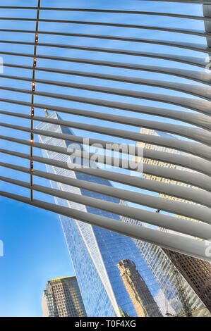 Fragment des World Trade Center in Manhattan. Stockfoto