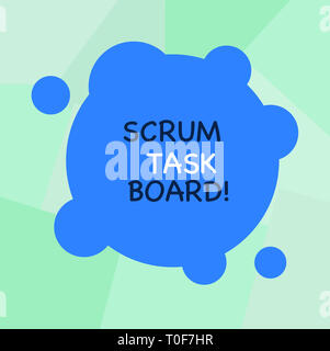 Konzeptionelle Hand schreiben Übersicht Scrum Task Board. Begriff Sinne visuelle Anzeige Fortschritt der Mannschaft während der Aufgabe oder Operation Leer verformt Farbe Runde Stockfoto