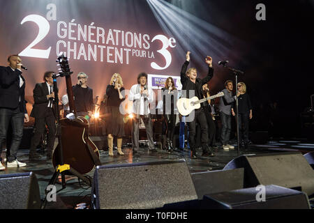 Paris, Frankreich. 18 Mär, 2019. Die Darsteller des XIV. Charity Gala gegen die Alzheimer Krankheit am Olympia am 18. März 2019 in Paris, Frankreich. Quelle: Bernard Menigault/Alamy leben Nachrichten Stockfoto