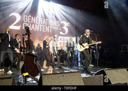 Paris, Frankreich. 18 Mär, 2019. Die Darsteller des XIV. Charity Gala gegen die Alzheimer Krankheit am Olympia am 18. März 2019 in Paris, Frankreich. Quelle: Bernard Menigault/Alamy leben Nachrichten Stockfoto