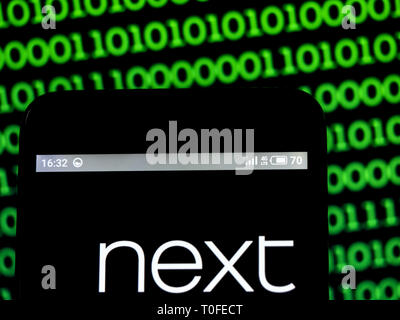 In der Ukraine. 19 Mär, 2019. Nächsten plc-Logo gesehen auf einem Smartphone angezeigt. Quelle: Igor Golovniov/SOPA Images/ZUMA Draht/Alamy leben Nachrichten Stockfoto