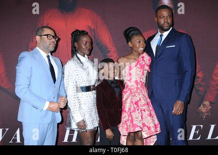 New York, New York, USA. 19 Mär, 2019. 19. März 2019 - New York, New York - Jordan Peele, Lupita Nyong'o, Evan Alex, Shahadi Wright Joseph und Winston Herzog bei Universal Pictures' 'uns' 'Premiere im Museum für Moderne Kunst in Midtown. Photo Credit: LJ Fotos/AdMedia Credit: Ylmj/AdMedia/ZUMA Draht/Alamy leben Nachrichten Stockfoto