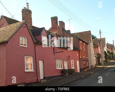 Die mittelalterliche wolle Stadt Lavenham in Suffolk. Stockfoto