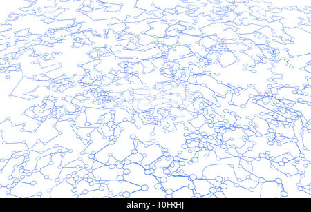 Kreise verbunden durch Linien verbindung, generische leeren, weißen, isoliert, horizontal 3D-Darstellung Stockfoto