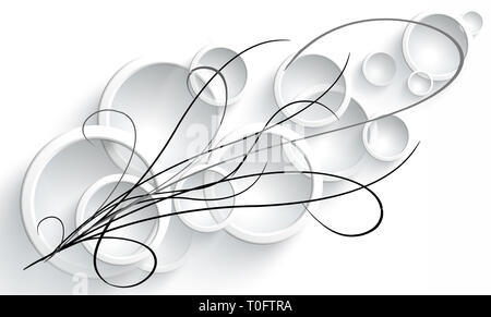 Grafische Gestaltung, runde, konvexe, Linsen auf einem weißen Hintergrund. Originale Design der Verzierung Stockfoto