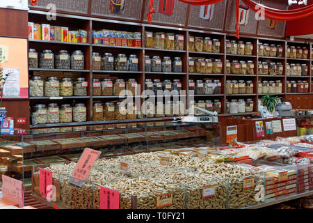 Innenraum eines traditionellen chinesischen Medizin Shop in Richmond, Vancouver, British Columbia, Kanada Stockfoto