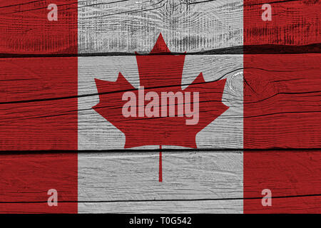 Kanada Flagge auf alten Laufbelag gemalt. Patriotischen Hintergrund. Nationalflagge von Kanada Stockfoto