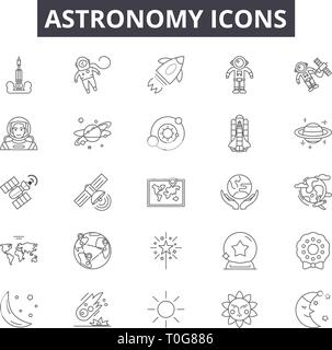 Astronomie Zeile für Symbole für Web und mobile Design. Editierbare Schlaganfall Anzeichen. Astronomie Entwurfskonzept Abbildungen Stock Vektor