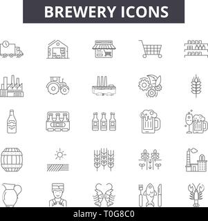 Brauerei Zeile für Symbole für web und mobile. Editierbare Schlaganfall Anzeichen. Brauerei Entwurfskonzept Abbildungen Stock Vektor