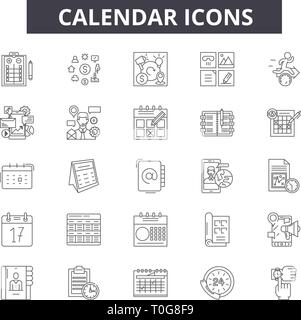 Kalender Zeile für Symbole für Web und mobile Design. Editierbare Schlaganfall Anzeichen. Kalender Entwurfskonzept Abbildungen Stock Vektor