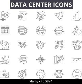 Data Center Zeile für Symbole für Web und mobile Design. Editierbare Schlaganfall Anzeichen. Data Center Entwurfskonzept Abbildungen Stock Vektor