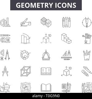 Geometrie Zeile für Symbole für Web und mobile Design. Editierbare Schlaganfall Anzeichen. Geometrie Entwurfskonzept Abbildungen Stock Vektor