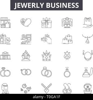 Jewerly Business Line Symbole für Web und mobile Design. Editierbare Schlaganfall Anzeichen. Jewerly business Entwurfskonzept Abbildungen Stock Vektor