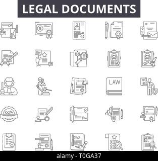 Rechtliche Dokumente Zeile für Symbole für Web und mobile Design. Editierbare Schlaganfall Anzeichen. Rechtliche Dokumente Entwurfskonzept Abbildungen Stock Vektor