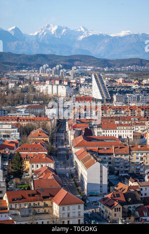 Porträt Blick vom Schloss über der Altstadt Ljubljanas Kamnik - Savinja-alpen in Slowenien, Europa Stockfoto