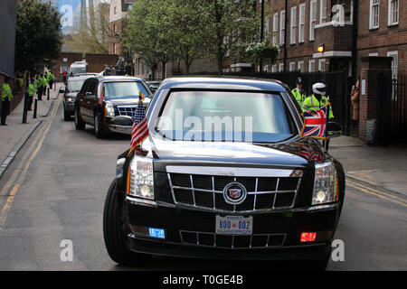 Präsident Obama besucht das Globe Theatre in London. Stockfoto