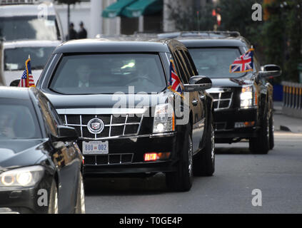 Präsident Obama besucht das Globe Theatre in London. Stockfoto