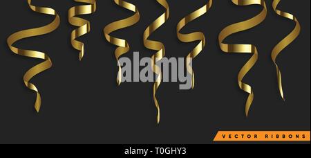 Set aus bunten Farbband für Feier oder Party Abbildung. Deko Vektorgrafiken isoliert. Element der Geburtstag oder Grußkarte, Urlaub oder anniver Stock Vektor